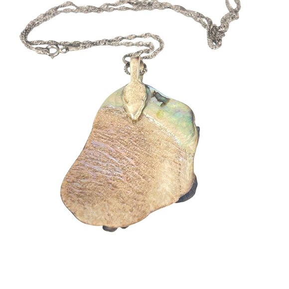 Handcrafted Abalone & Silver Butterfly Pendant Necklace With 925 Chain From Ital - Picture 6 of 7